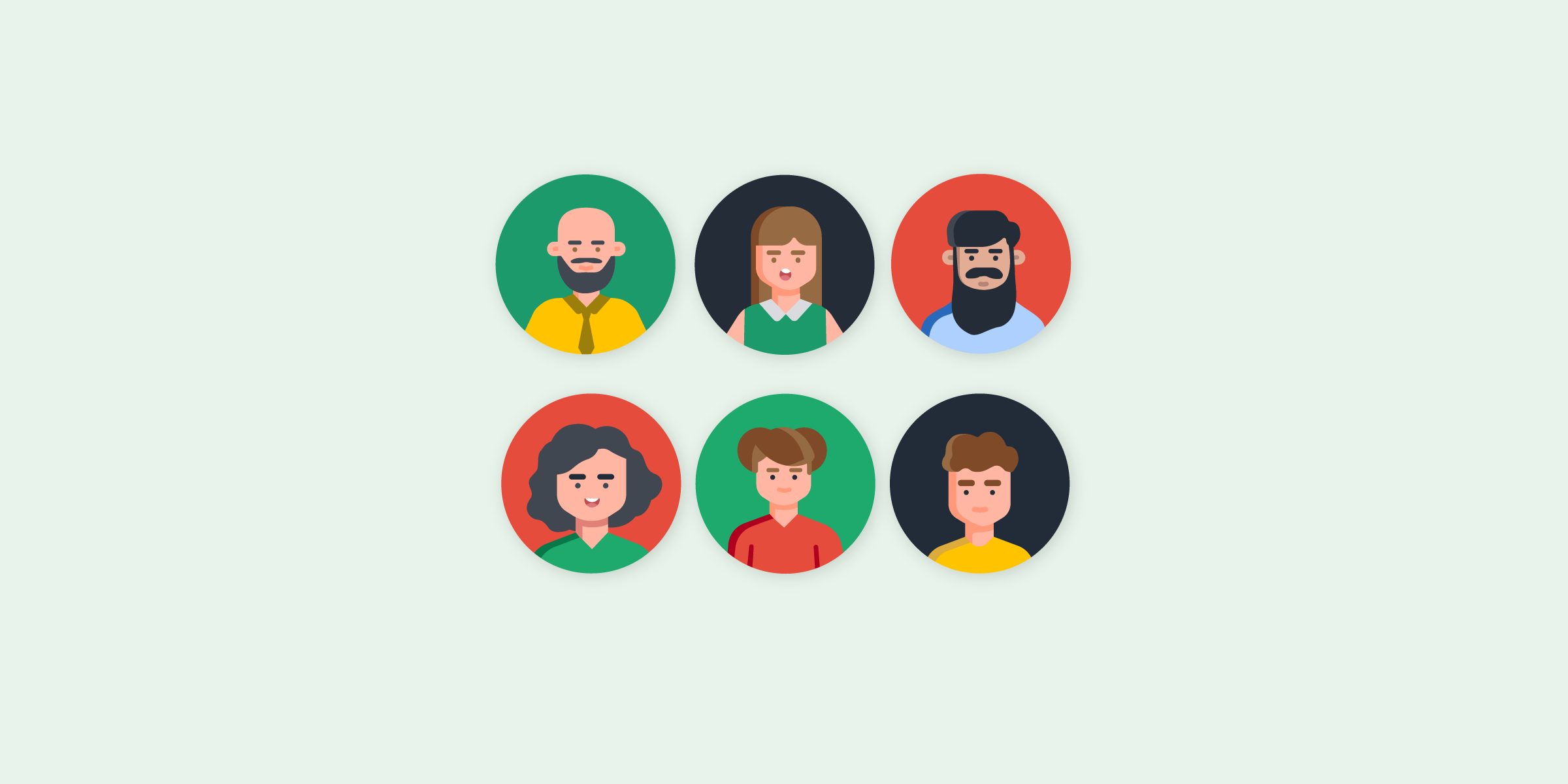 Ilustración de personas diversas, tres son masculinos y 3 femeninas.